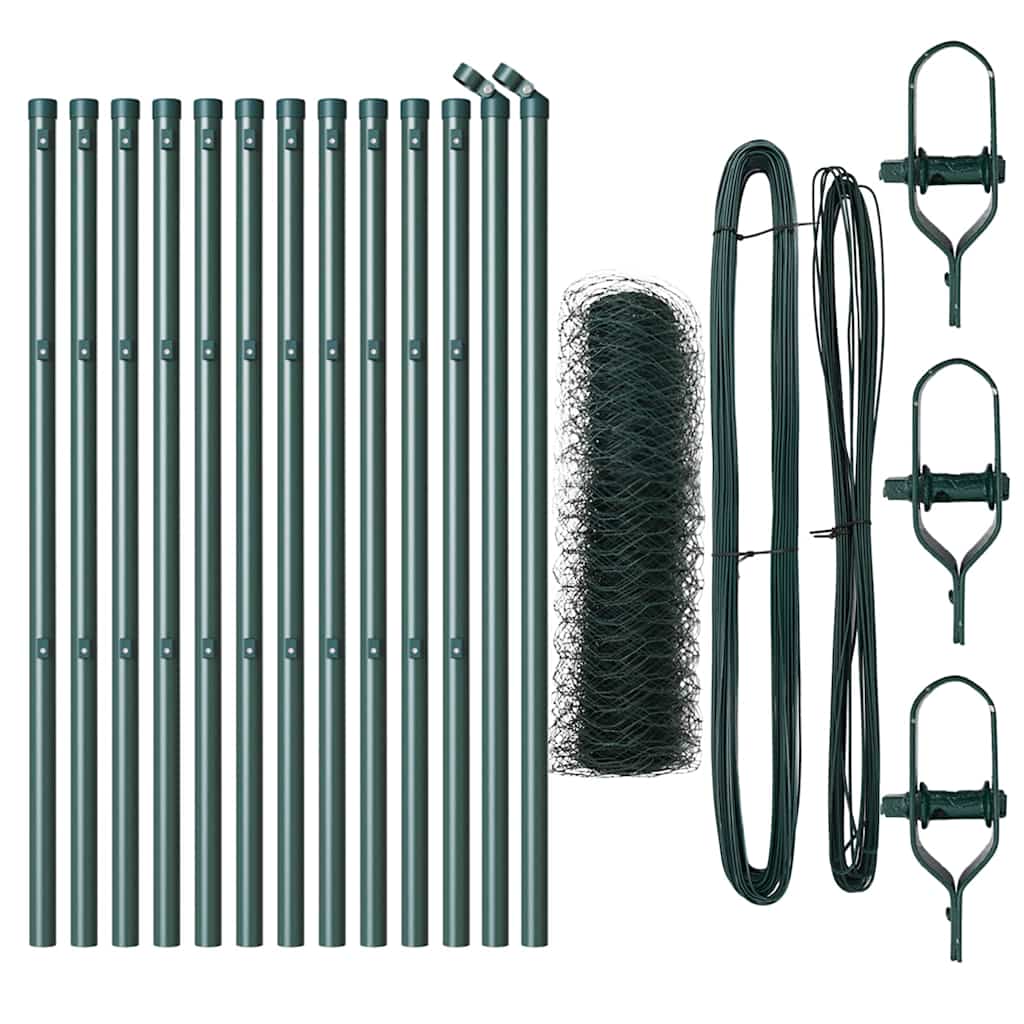 vidaXL Φράχτης Εξάγωνος Πράσινος 0,8x25 μ Ατσάλι