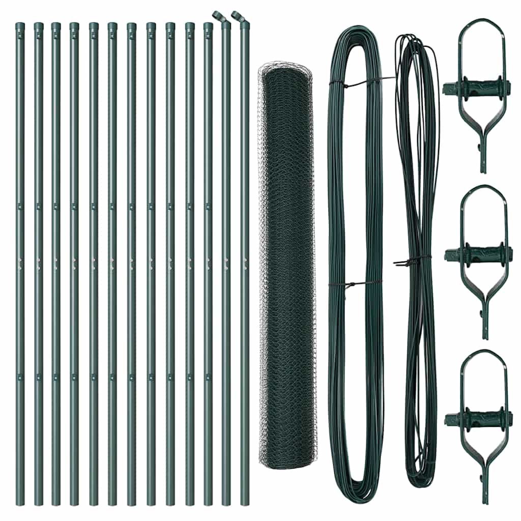 vidaXL σετ Φράχτη Σετ 2 Σκοτεινός Πράσινος Μέταλλο 25 x 1 μ