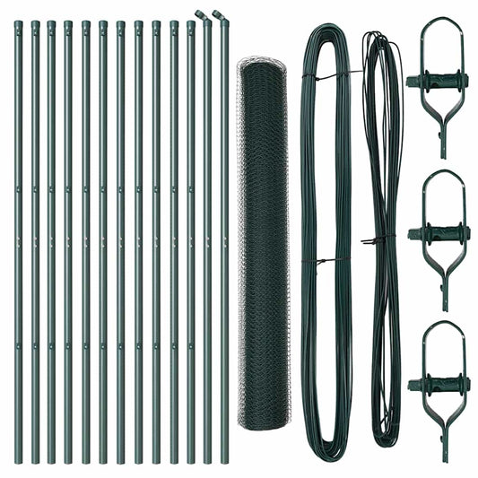 vidaXL σετ Φράχτη Σετ 2 Σκοτεινός Πράσινος Μέταλλο 25 x 1 μ