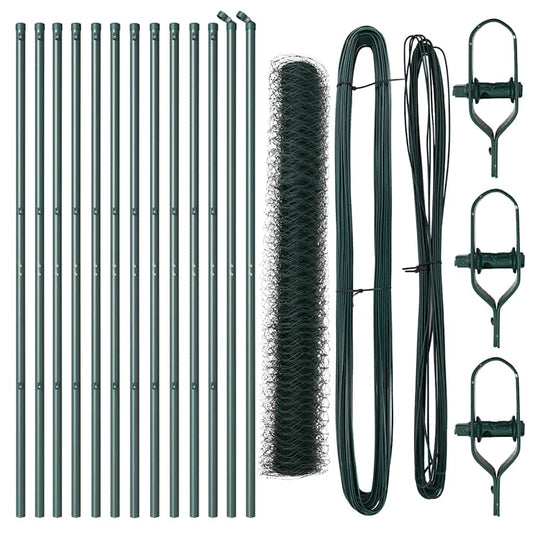 vidaXL Σετ Φράχτη Σετ 2 Δασικό πράσινο Μέταλλο 25 x 1 μ Ανθεκτικό