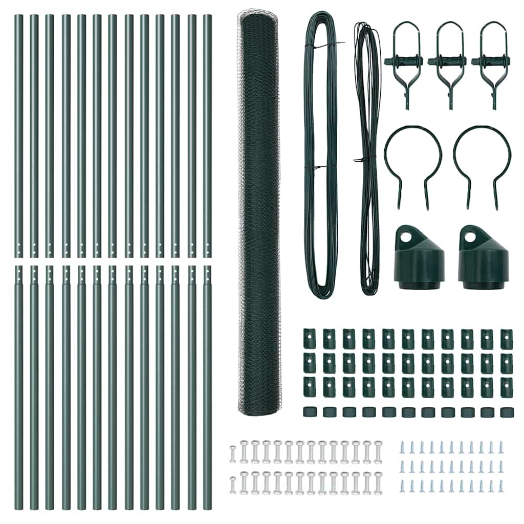 vidaXL Εξάγωνος Φράχτης Πράσινος 1.6x25 μ Χάλυβας