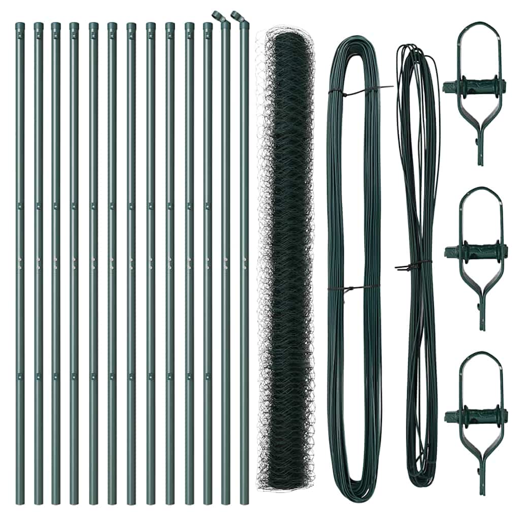 vidaXL Εξαγωνικός Φράχτης Πράσινος 1.6x25 μ Χάλυβας