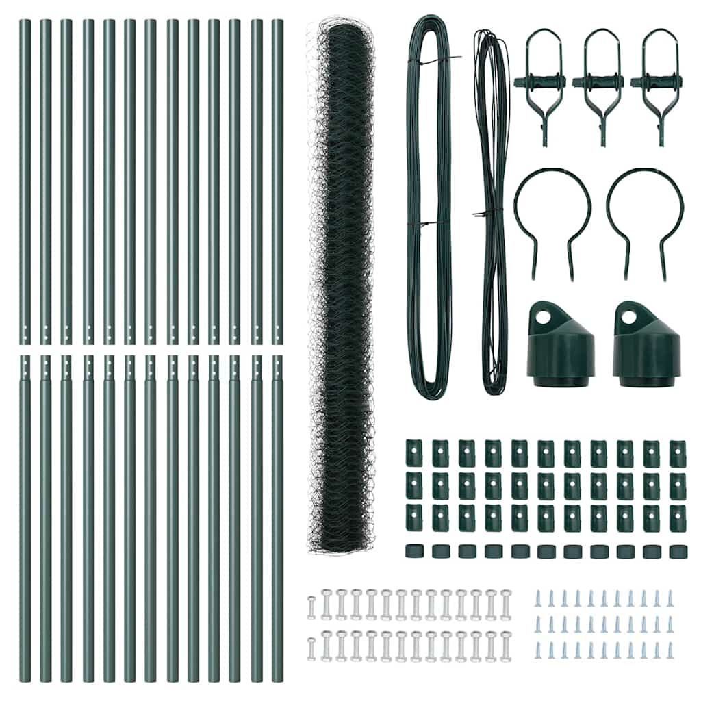 vidaXL Εξαγωνικός Φράχτης Πράσινος 1.6x25 μ Χάλυβας