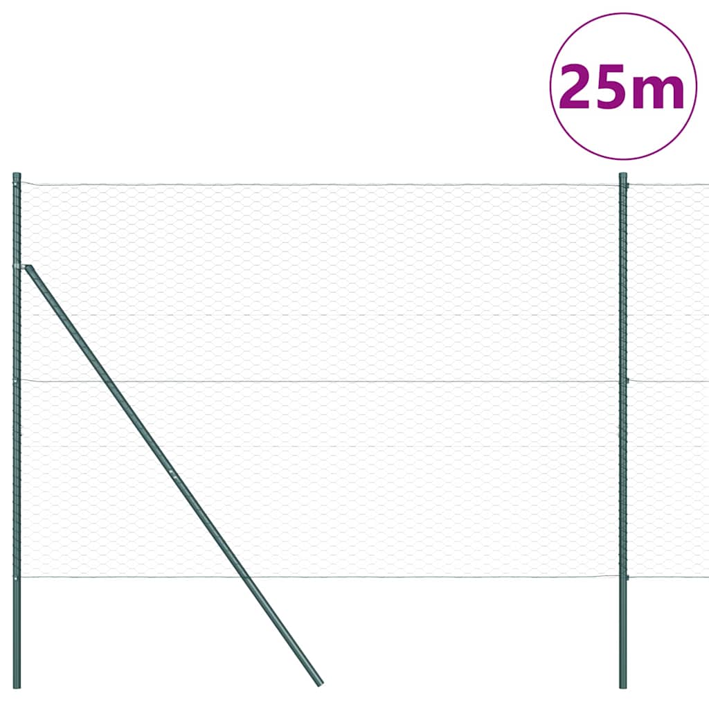 vidaXL Εξαγωνικός Φράχτης Πράσινος 1.6x25 μ Χάλυβας