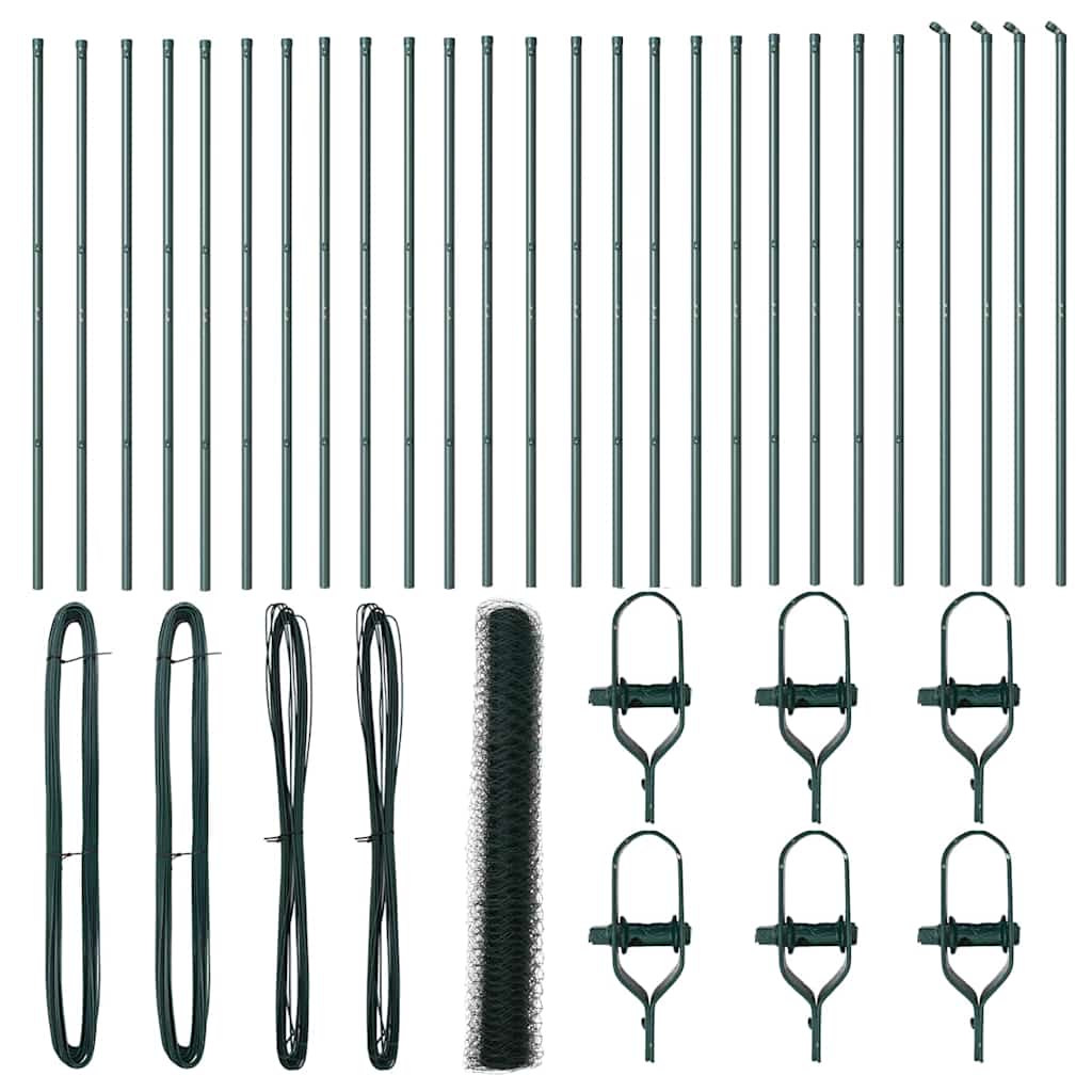 vidaXL Φράχτης με Στήλες. Πράσινο 1 x 50 m Ατσάλι με επικάλυψη PVC