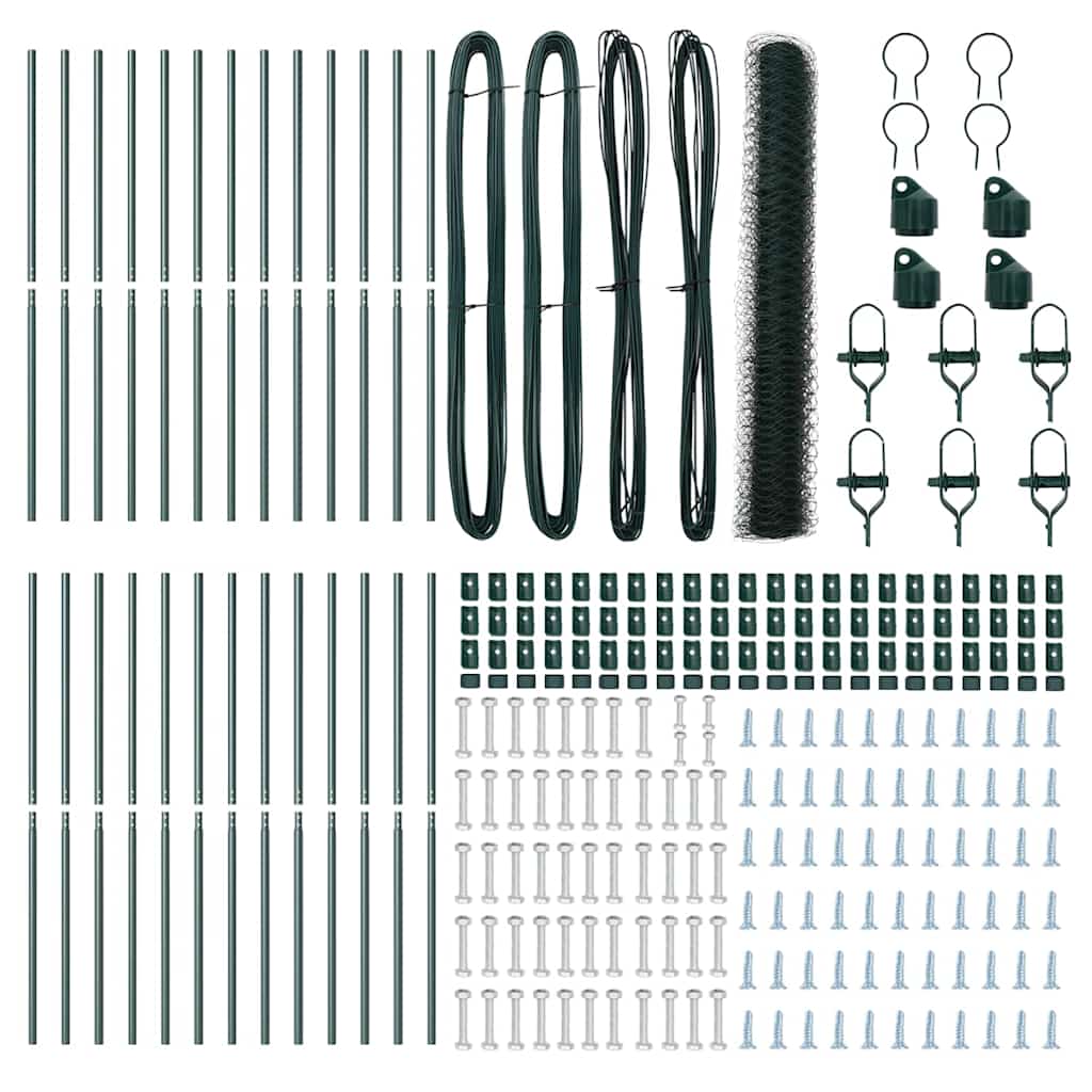 vidaXL Φράχτης με Στήλες. Πράσινο 1 x 50 m Ατσάλι με επικάλυψη PVC