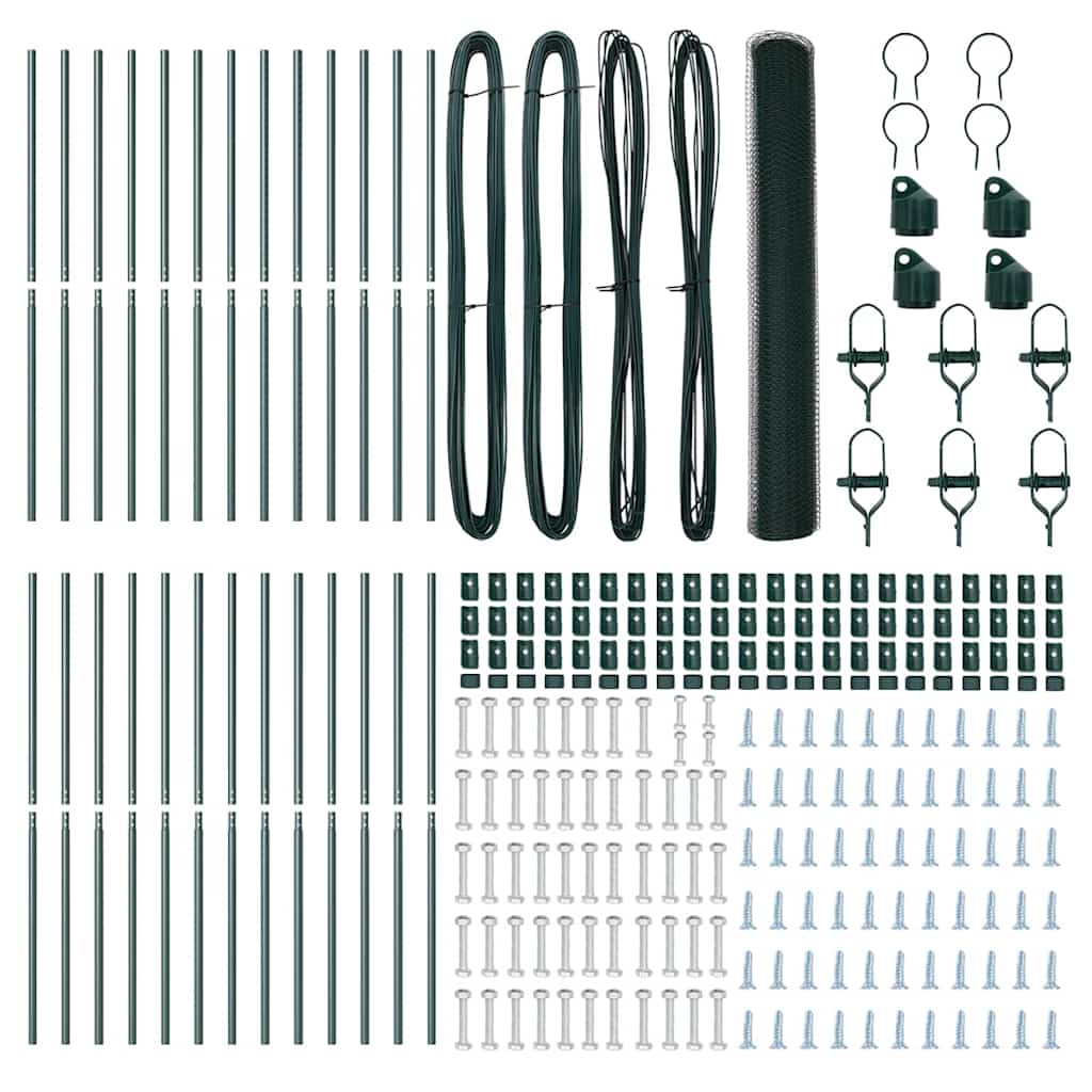 vidaXL Φράχτης με Στήλες. Πράσινο 1.2 x 50 m Ατσάλι με επικάλυψη PVC