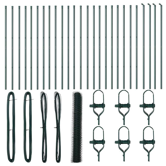 vidaXL Φράχτης με Στήλες. Πράσινο 1.2 x 50 m Ατσάλι με επικάλυψη PVC