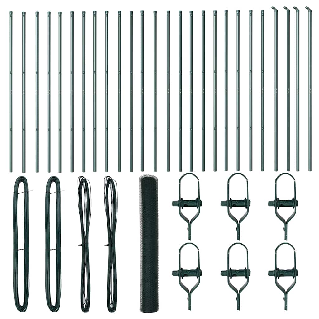 vidaXL Φράχτης με Στήλες. Πράσινο 1.4 x 50 m Ατσάλι με επικάλυψη PVC