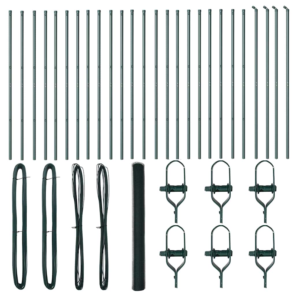 vidaXL Φράχτης με Στήλες. Πράσινο 1.5 x 50 m Ατσάλι με επικάλυψη PVC