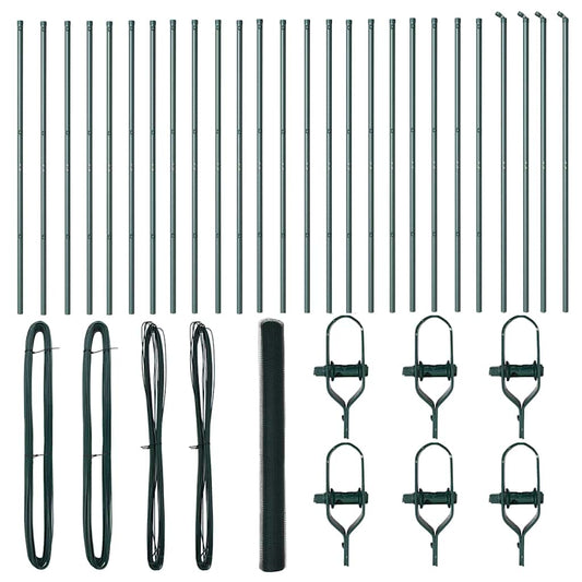 vidaXL Φράχτης με Στήλες. Πράσινο 1.5 x 50 m Ατσάλι με επικάλυψη PVC