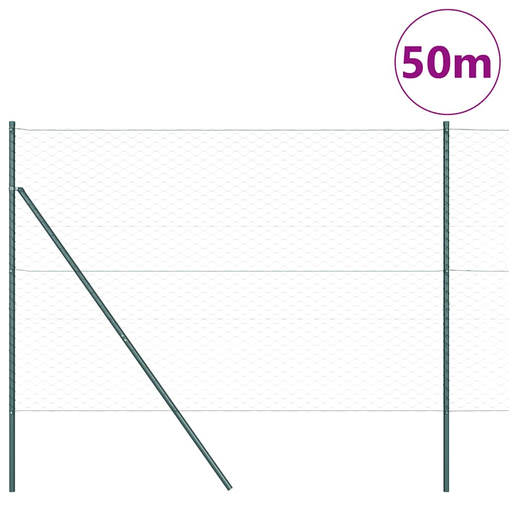 vidaXL Φράχτης με Στήλες. Πράσινο 1.5 x 50 m Ατσάλι με επικάλυψη PVC