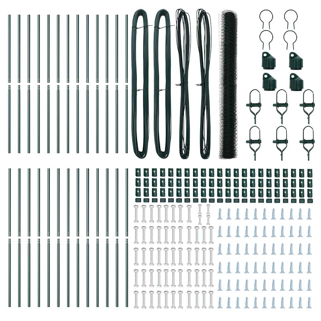 vidaXL Φράχτης με Στήλες. Πράσινο 1.6 x 50 m Ατσάλι με επικάλυψη PVC