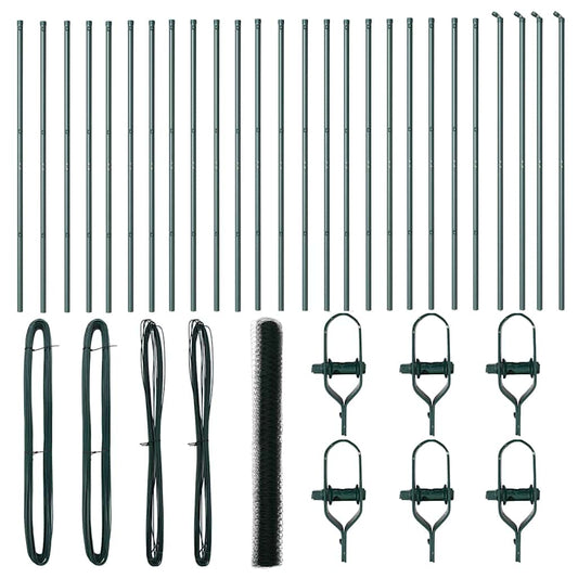 vidaXL Φράχτης με Στήλες. Πράσινο 1.6 x 50 m Ατσάλι με επικάλυψη PVC