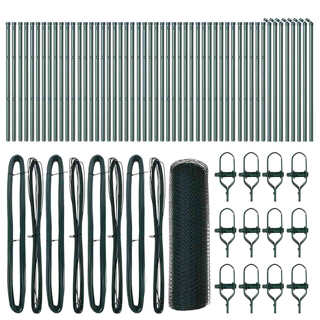 vidaXL Φράχτης με Στήλες. Πράσινο 0.4 x 100 μ Ατσάλι με επικάλυψη PVC