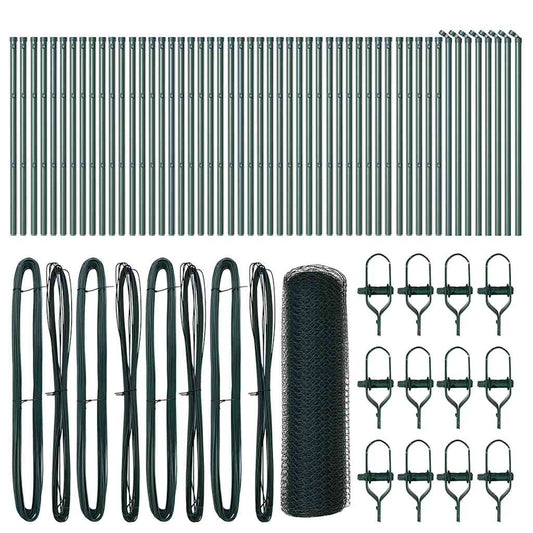 vidaXL Φράχτης με Στήλες. Πράσινο 0.5 x 100 μ Ατσάλι με επικάλυψη PVC