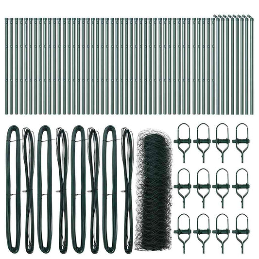 vidaXL Φράχτης με Στήλες. Πράσινο 0.6 x 100 μ Ατσάλι με επικάλυψη PVC