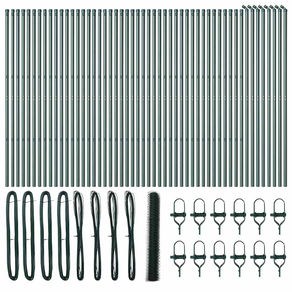 vidaXL Φράχτης Εξαγώνου Πράσινος 1.4x100 μ Χάλυβας