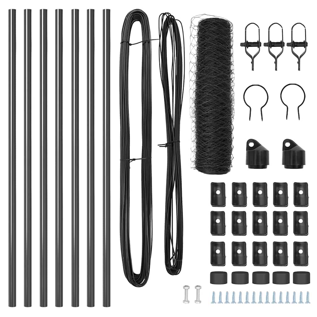 vidaXL Φράκτης Εξαγώνου Γκρι 0.5x10 μ Χάλυβας