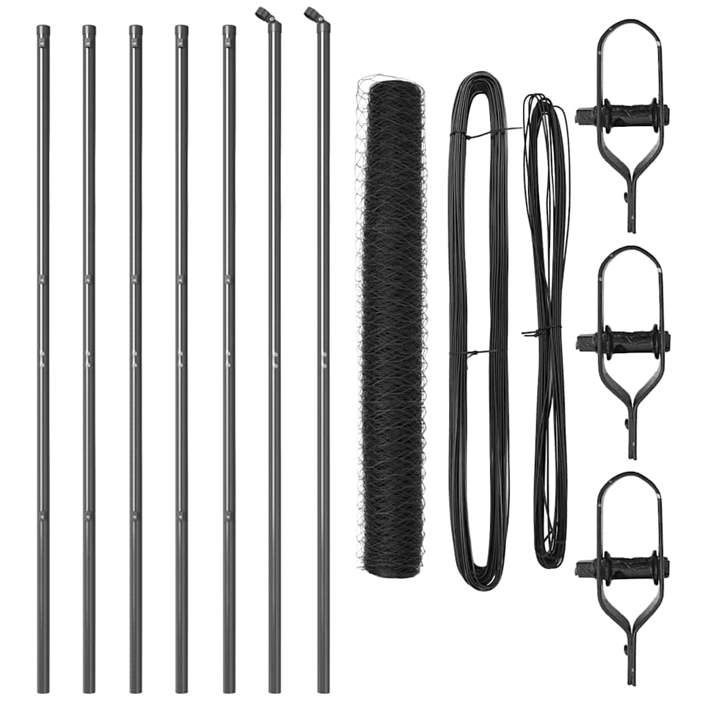 Γκρι Εξαγωνική Περιφράξη vidaXL 1x10 μ Μέταλλο