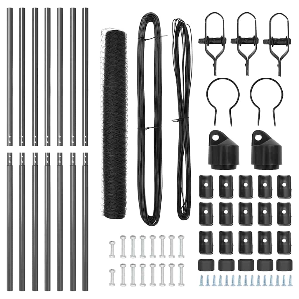 Γκρι Εξαγωνική Περιφράξη vidaXL 1x10 μ Μέταλλο