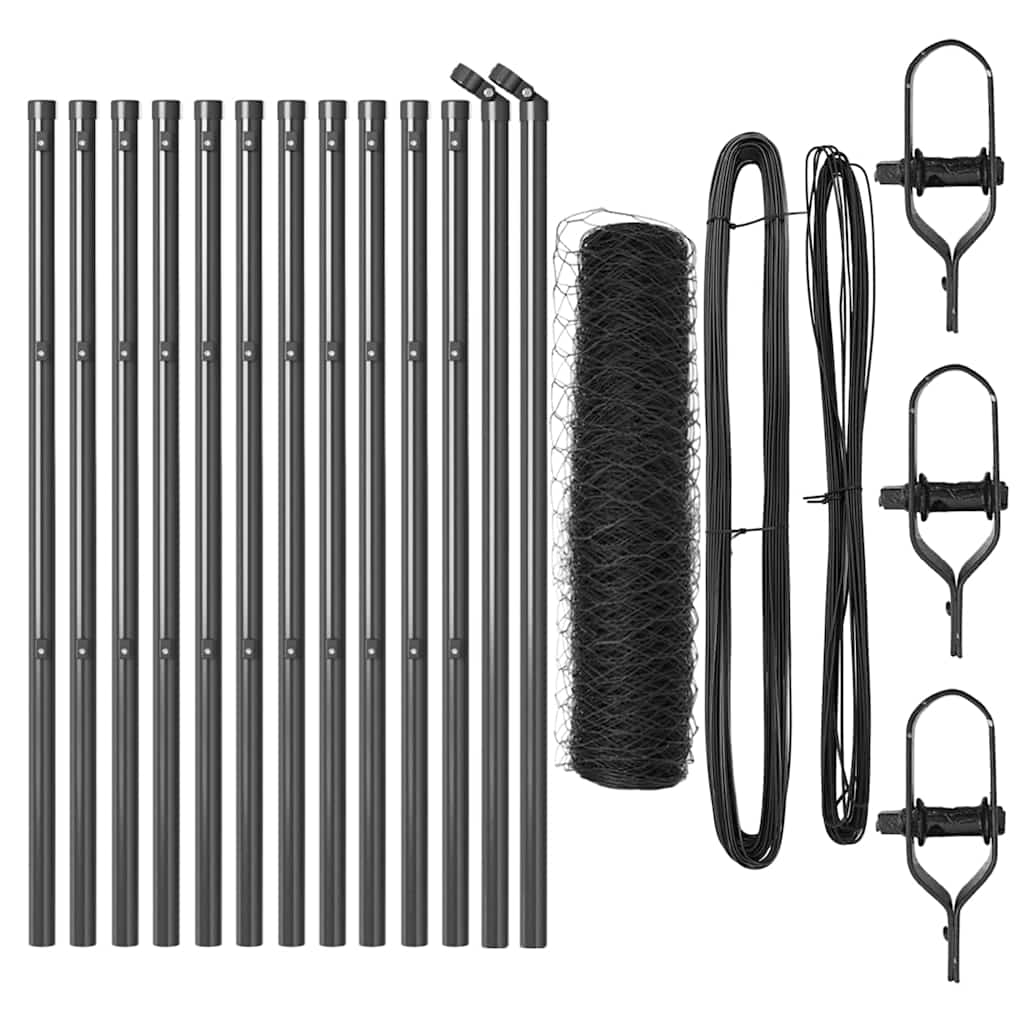 vidaXL Hexagon Fence Γκρι 0.4x25 μ Ατσάλι