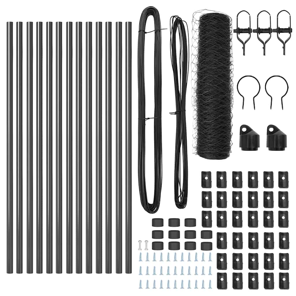 vidaXL Hexagon Fence Γκρι 0.4x25 μ Ατσάλι