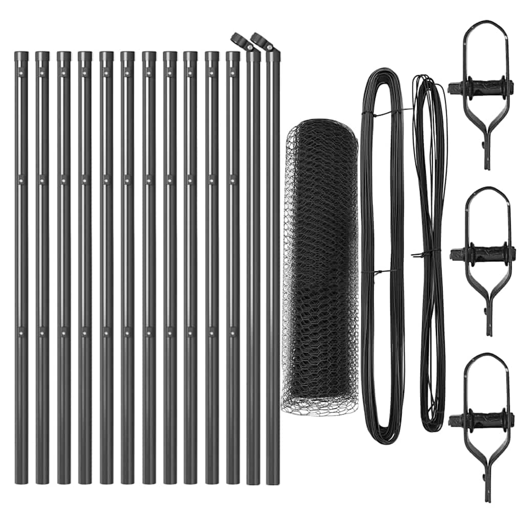 vidaXL Σετ Φραγμάτων Σετ 2 Γκρι Μέταλλο, Πλαστικό 25 x 0.5 μ Ανθεκτικό