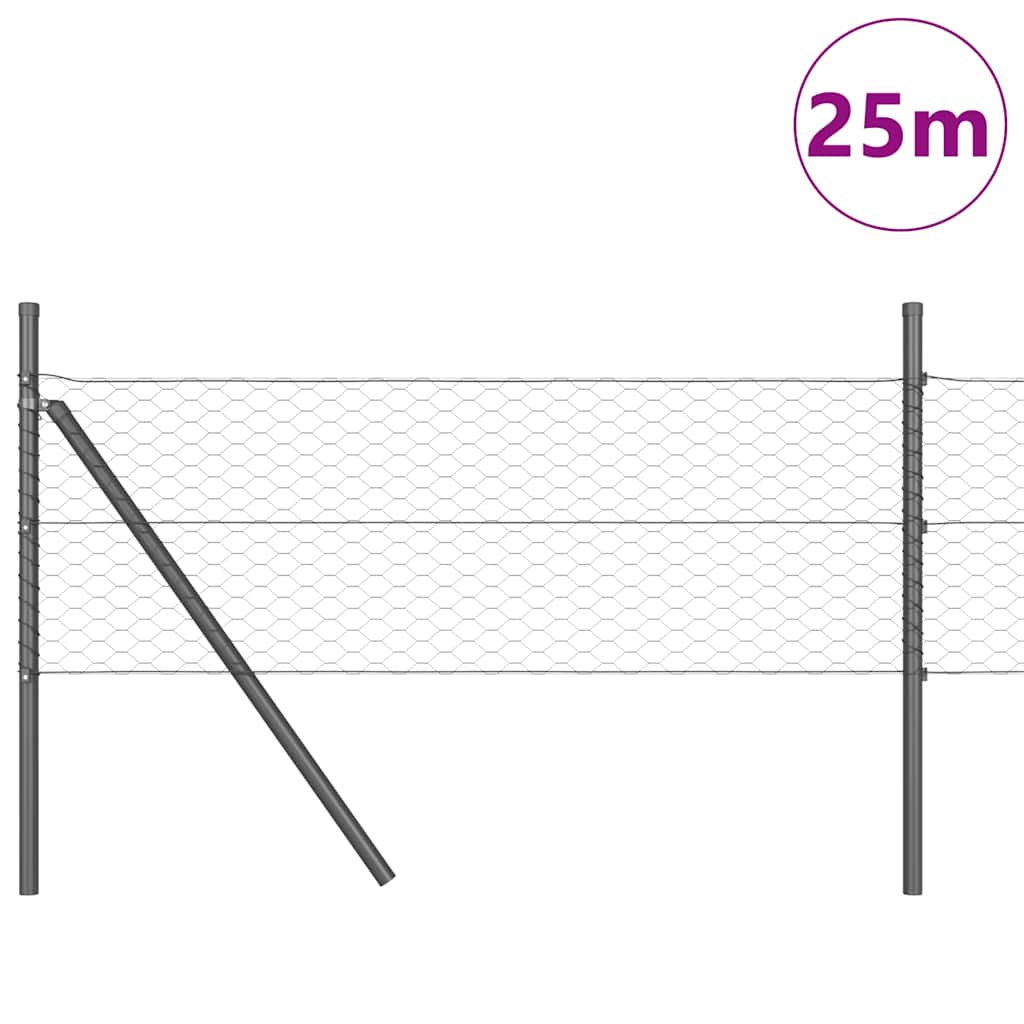 vidaXL Στύλος Περιφράξεων Γκρι 25 x 0,8 μ (36 mm πλέγμα)