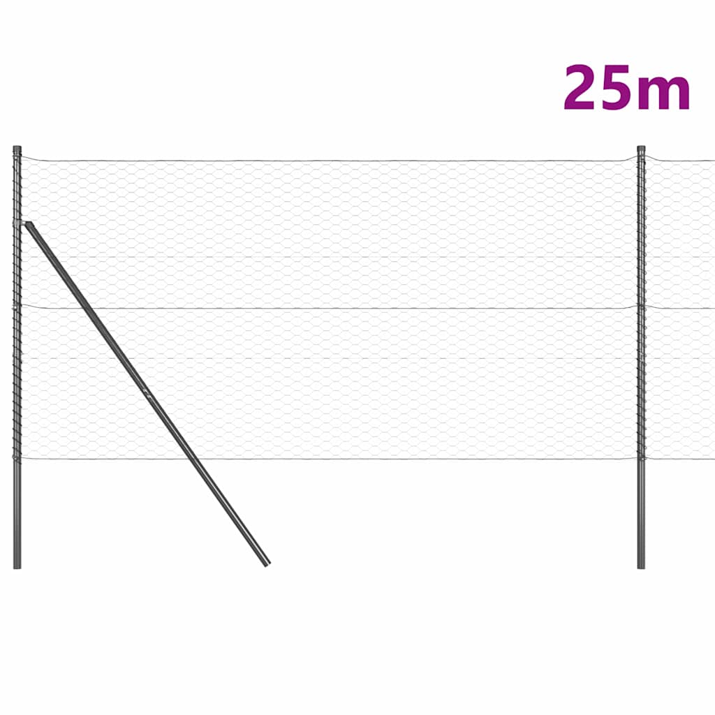Φράκτης Hexagon vidaXL Γκρι 1.4x25 μ Μέταλλο