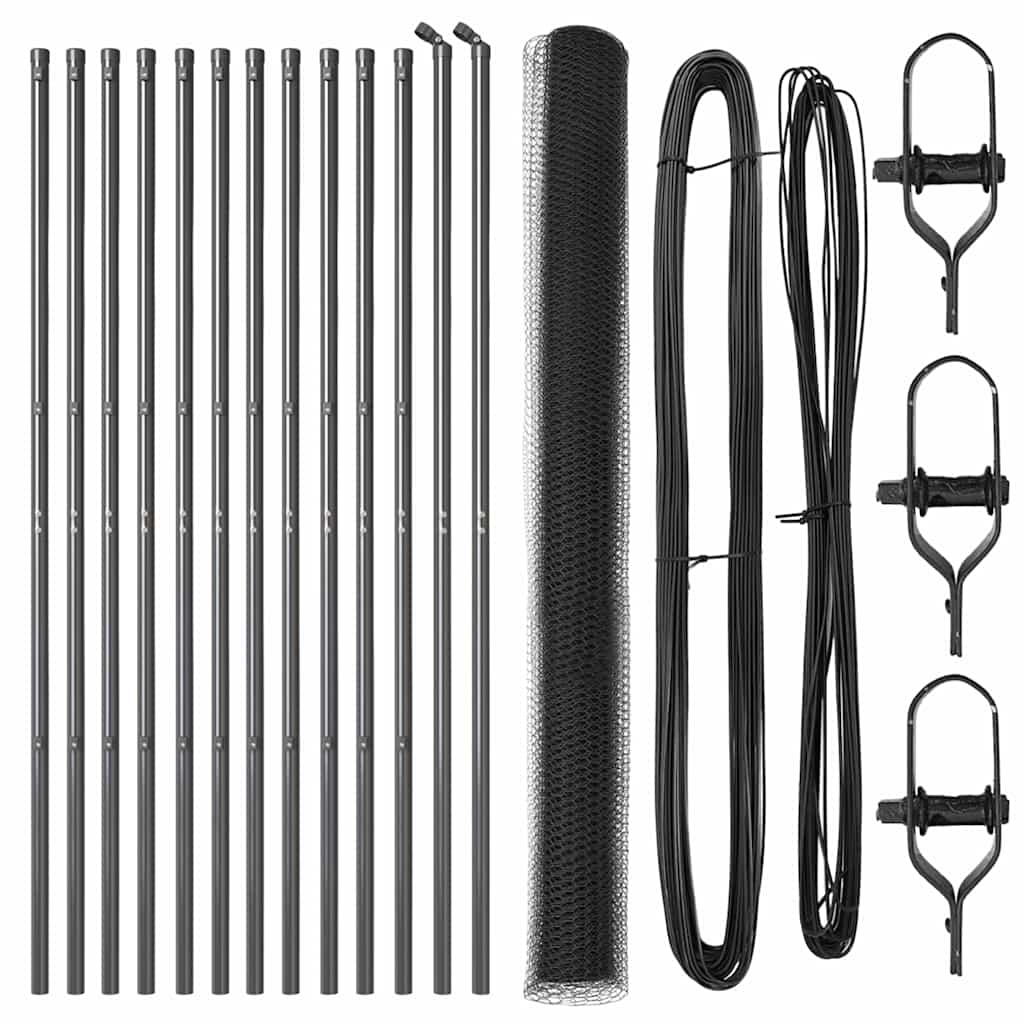 vidaXL Σετ Φράχτη Σετ 2 Γκρι Ατσάλι 25 x 1.5 μ Ανθεκτικό