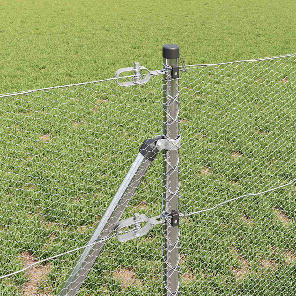 vidaXL Φράχτης με Στήλες. Ασημί 0.6 x 10 μ Ατσάλι με επικάλυψη PVC