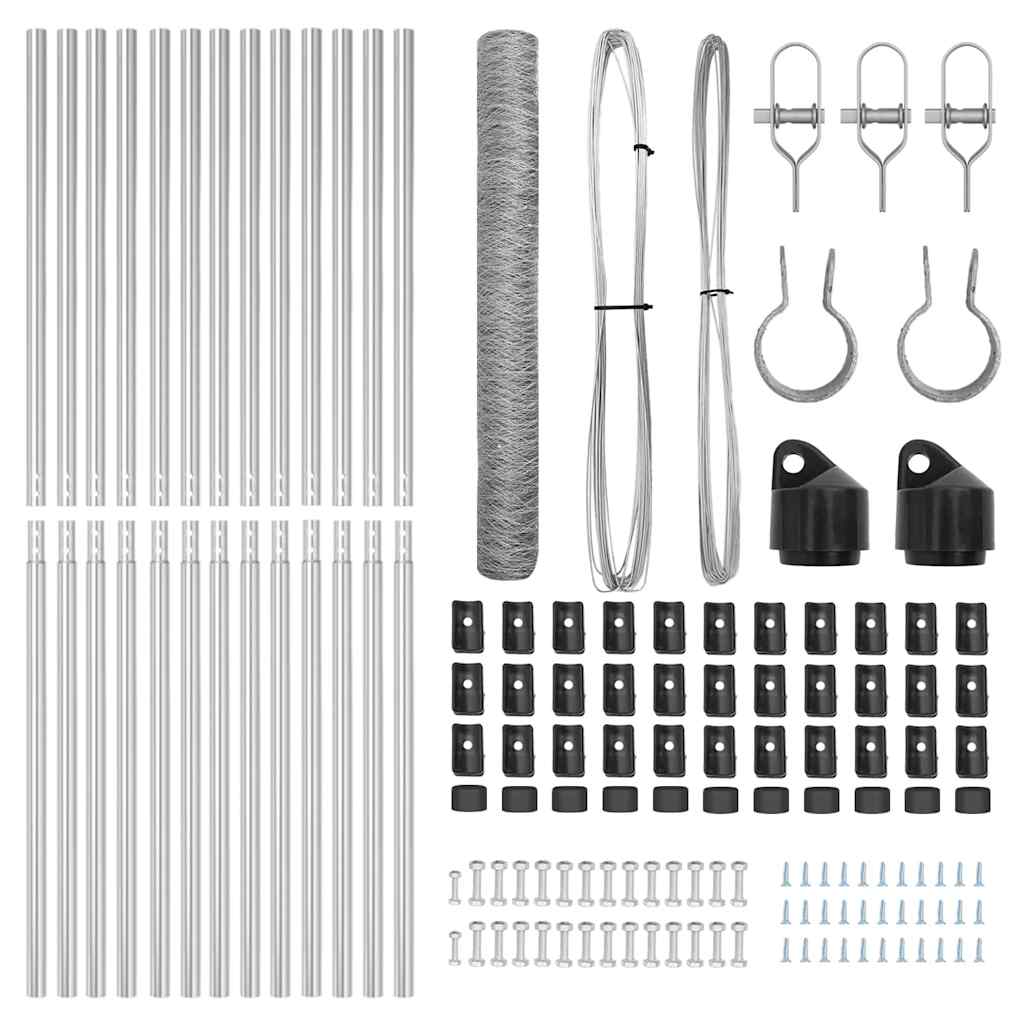 vidaXL Σετ περίφραξης Σετ 2 Γαλβανισμένο ατσάλι 25 x 1.2 μ Ανθεκτικό