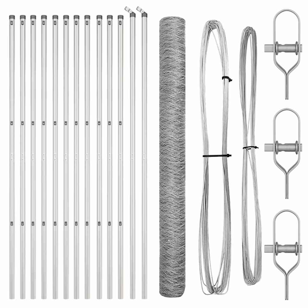vidaXL Hexagon Fence 1.6x25 μ Γαλβανισμένος Χάλυβας