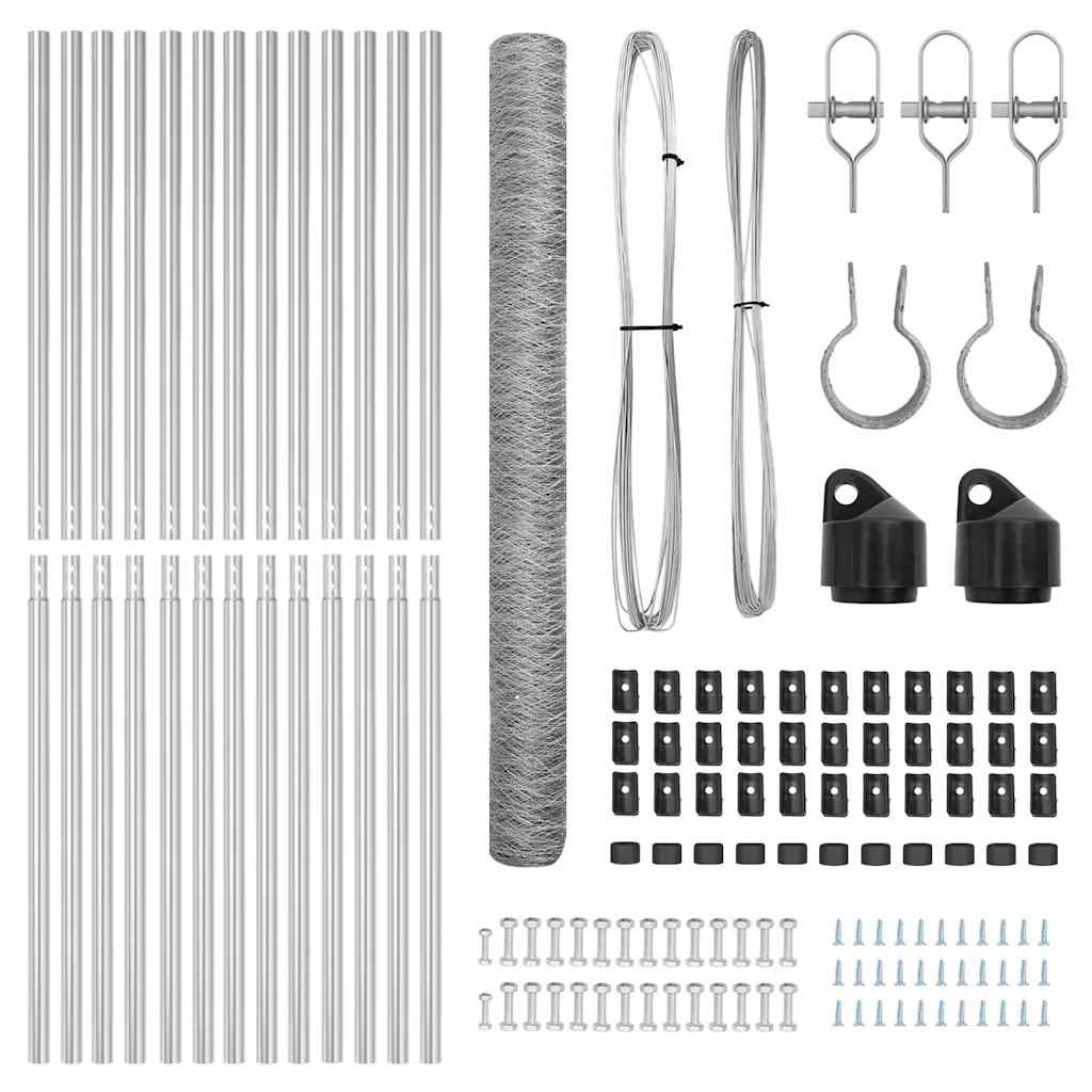 vidaXL Hexagon Fence 1.6x25 μ Γαλβανισμένος Χάλυβας