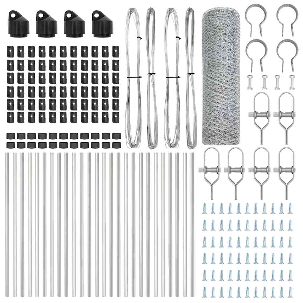 vidaXL Φράχτης με Στήλες. Ασημί 0.6 x 50 μ. Ατσάλι με επικάλυψη PVC