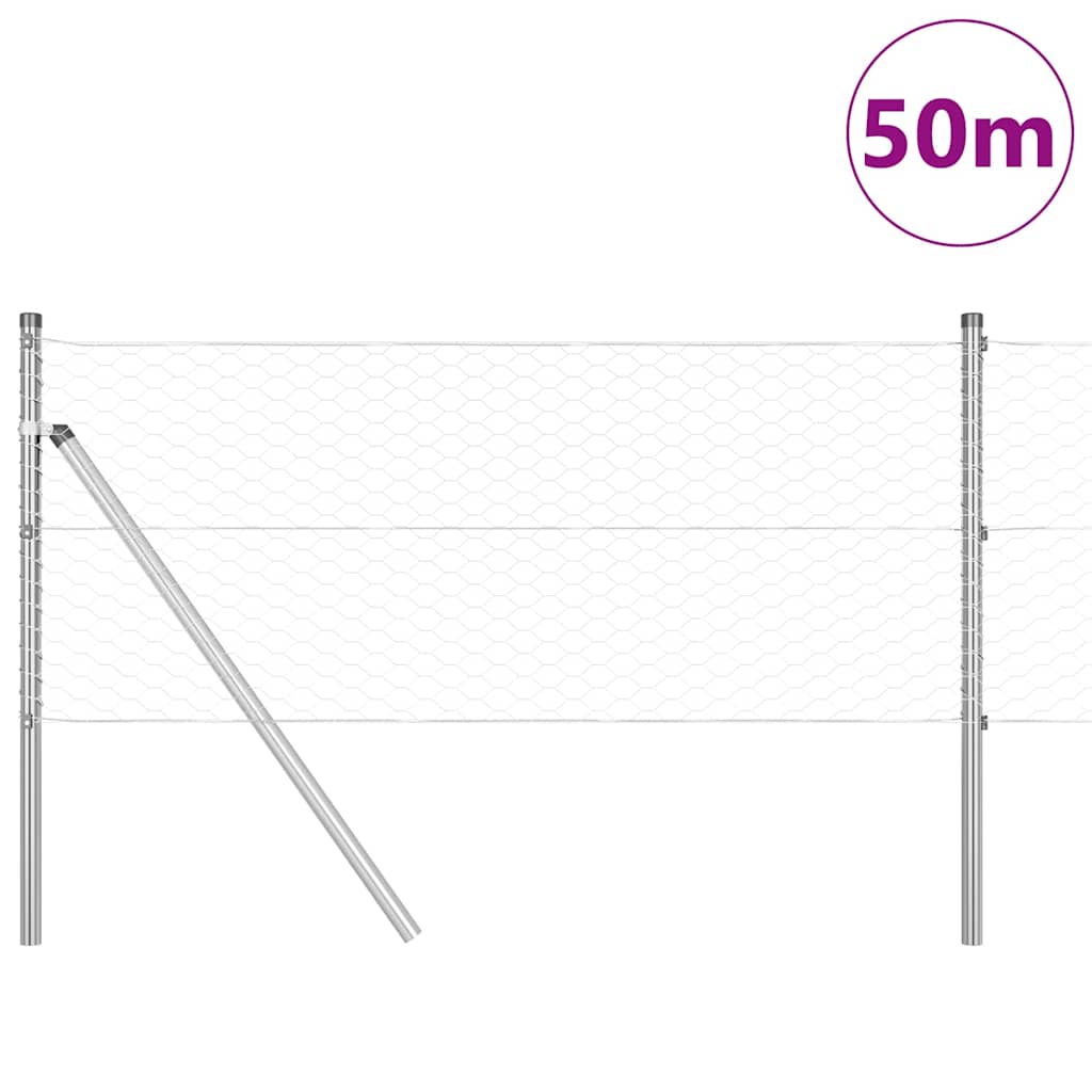vidaXL Εξάγωνος Φράχτης 0.6x50 μ Γαλβανισμένος Χάλυβας