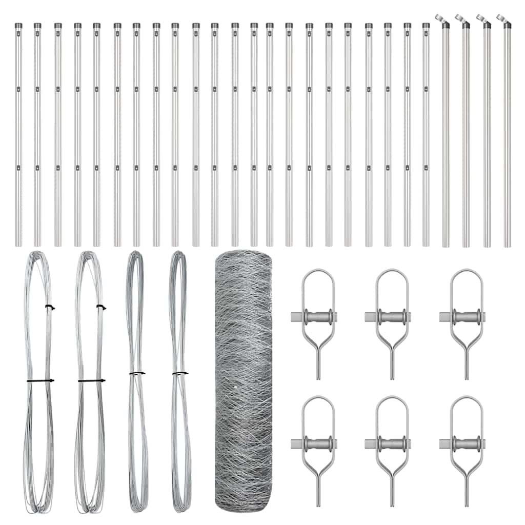 vidaXL Hexagon Fence 0.6x50 μ Γαλβανισμένος Χάλυβας