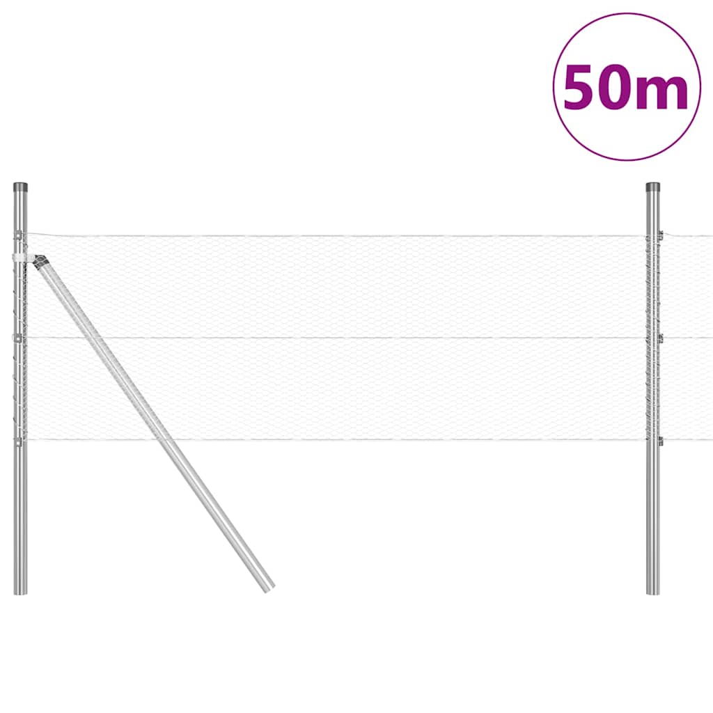 vidaXL Στύλος Περιφράξεων Ασημί 50 x 0,8 μ (13 mm πλέγμα) Ατσάλι