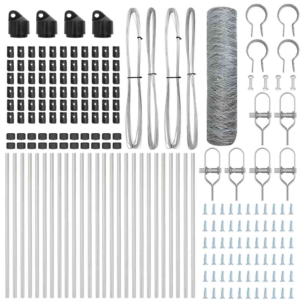 vidaXL Φράχτης με Στήλες. Ασημί 0.8 x 50 μ Ατσάλι με επικάλυψη PVC