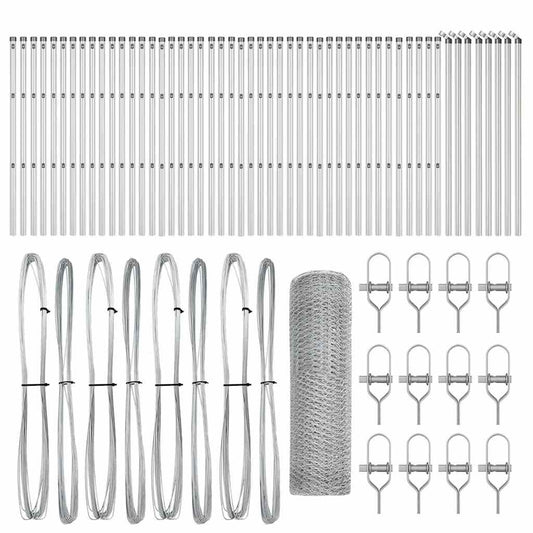 vidaXL Φράχτης με Στήλες. Ασημί 0.4 x 100 μ Ατσάλι με επικάλυψη PVC