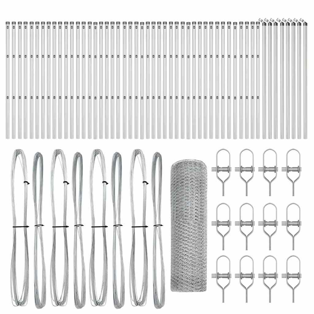 vidaXL Φράχτης με Στήλες. Ασημί 0.5 x 100 μ Ατσάλι με επικάλυψη PVC