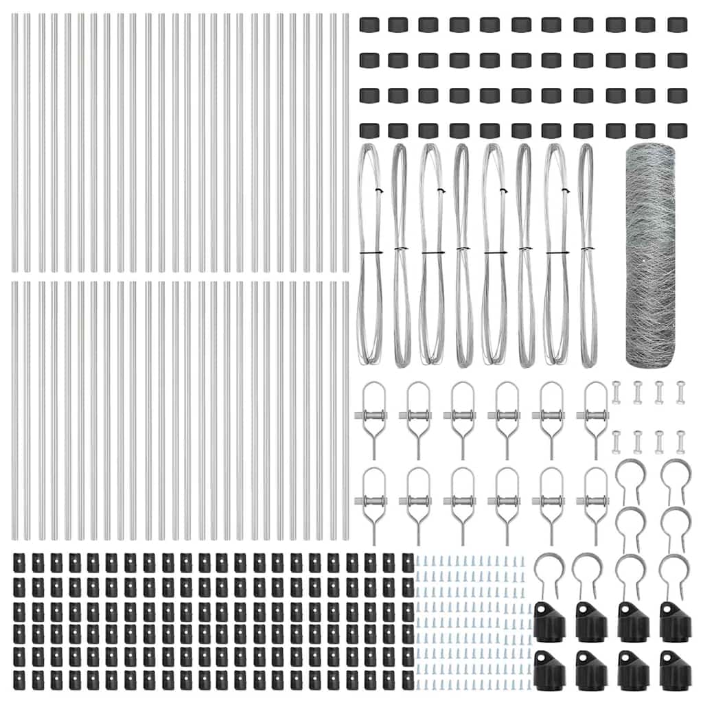 vidaXL Φράχτης με Στήλες. Ασημί 0.8 x 100 μ Ατσάλι με επικάλυψη PVC