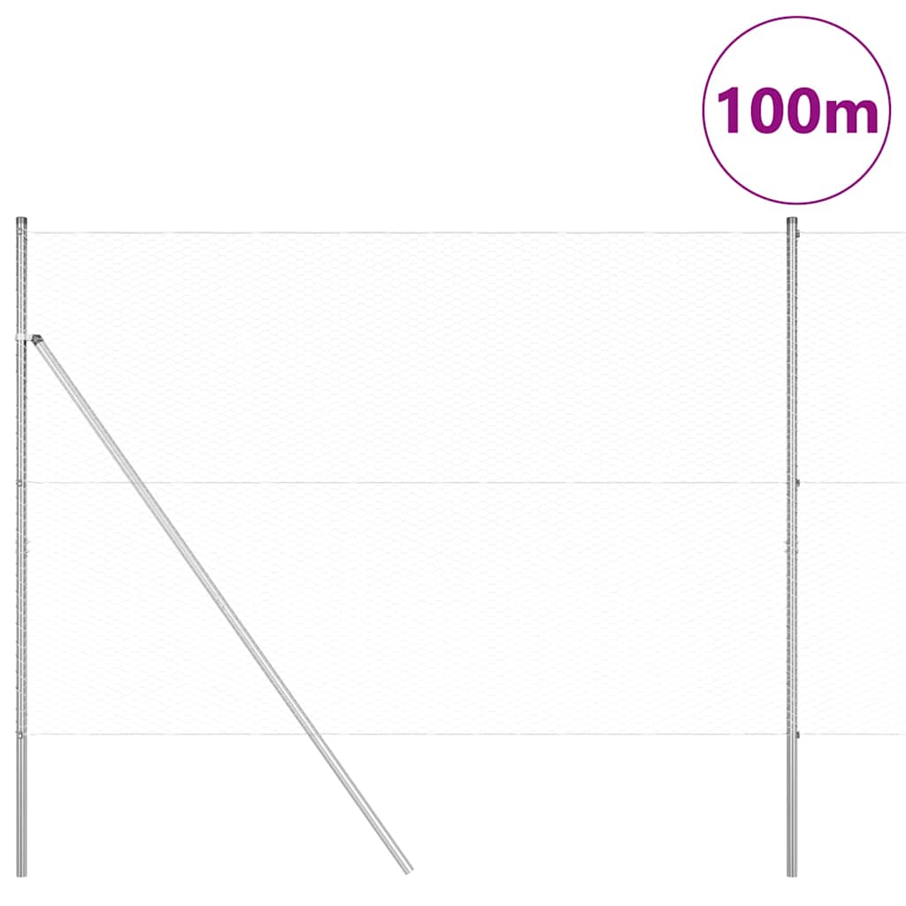 vidaXL Εξαγωνικός Φράχτης 1.5x100 μ Γαλβανισμένος Χάλυβας