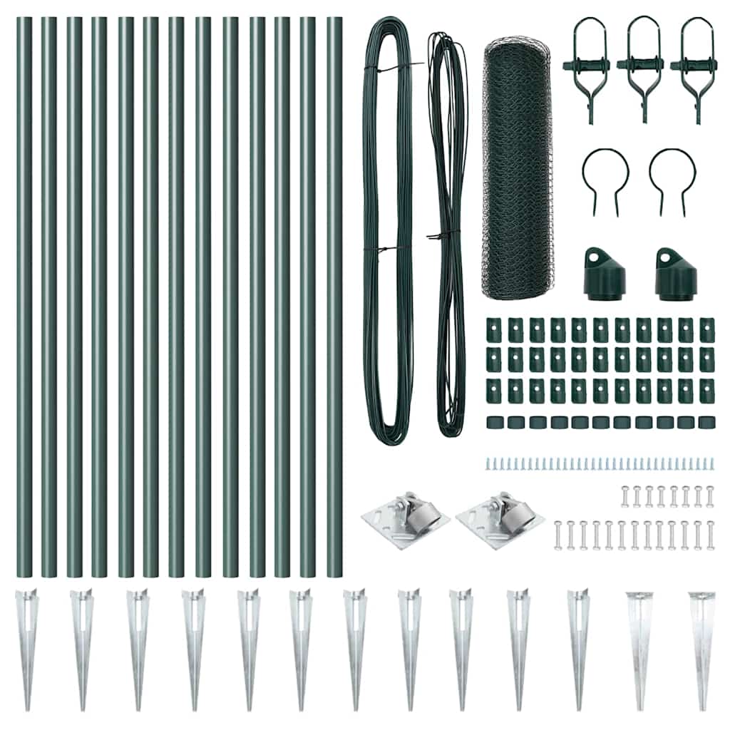 Φράχτης Hexagon vidaXL Πράσινος 0.8x25 μ Ατσάλι