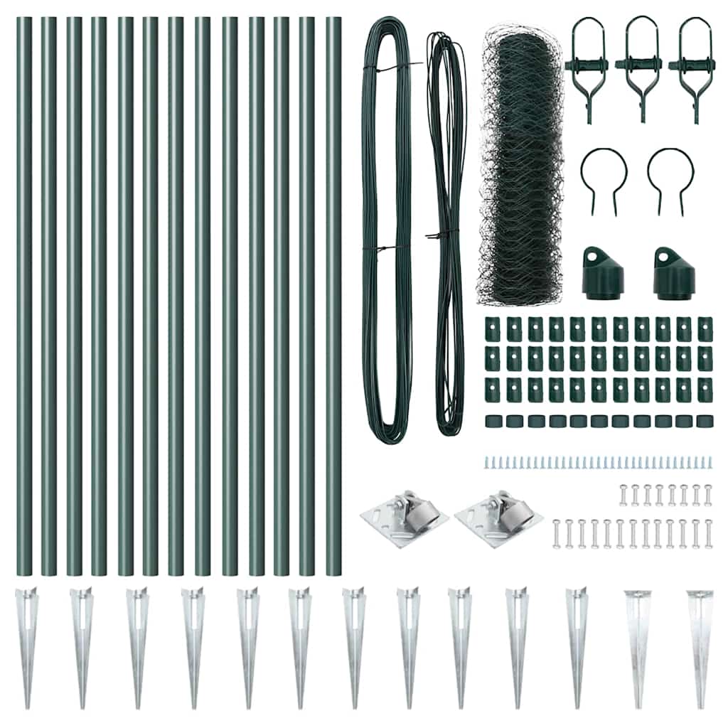 vidaXL Εξάγωνη Περίφραξη Πράσινη 0.8x25 μ Χάλυβα
