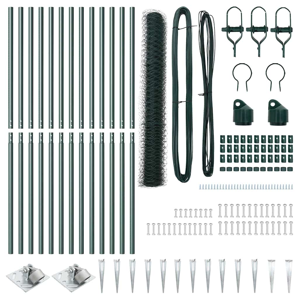 vidaXL Σετ Φράχτη Σετ των 2 Πράσινο δάσους Σίδηρος με Επικάλυψη 25 x 1 μ