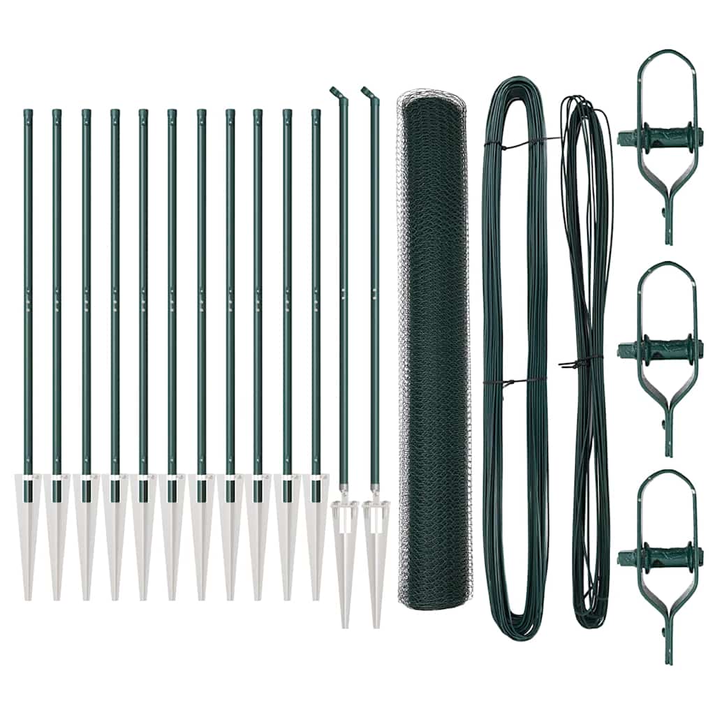 vidaXL Σετ Φράχτη Σετ των 2 Πράσινο Μέταλλο, Πλαστικό 25 x 1,2 μ