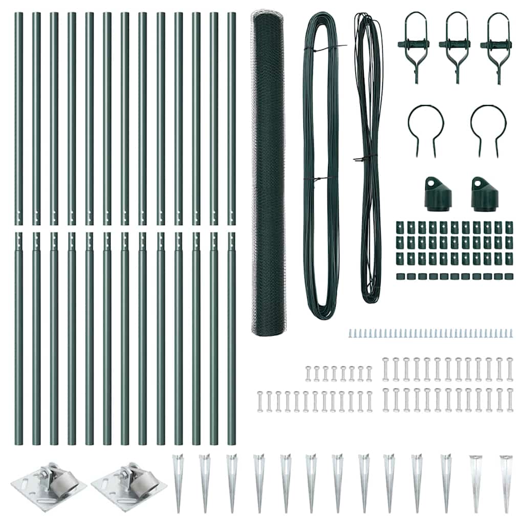 vidaXL Σετ Φράχτη Σετ των 2 Πράσινο Μεταλλικό 25 x 1,5 μ Ανθεκτικό