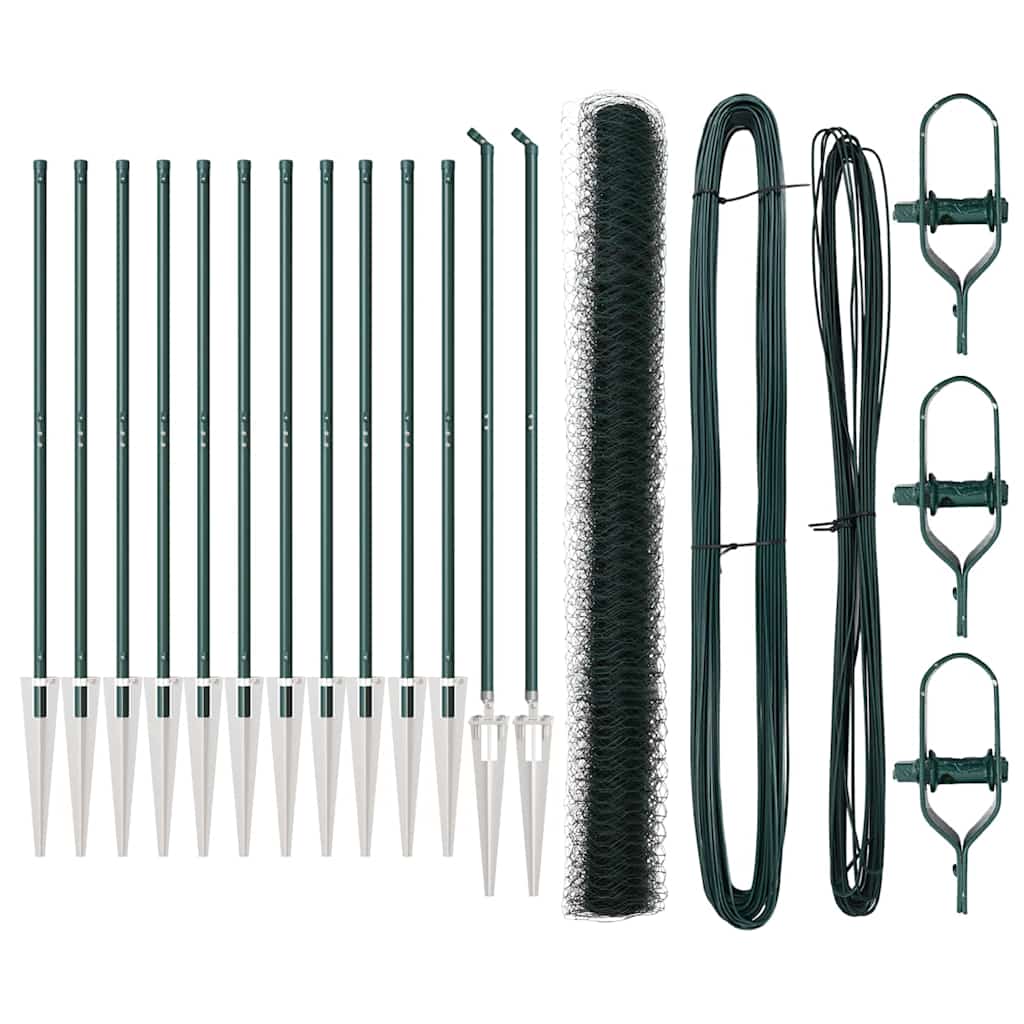 vidaXL Φράκτης Εξάγωνο Πράσινος 1.6x25 μ. Χάλυβας